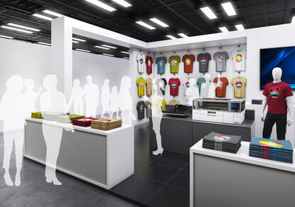 epson sc f1000 dtg dtf environnement boutique t shirt pos