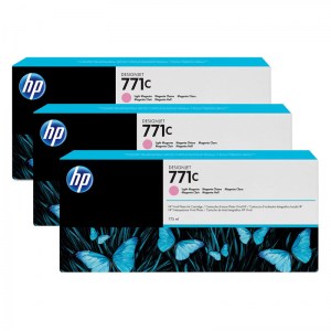 Pack de 3 cartouches encre Magenta Clair HP N°771C 775ml B6Y35A dans leurs emballages