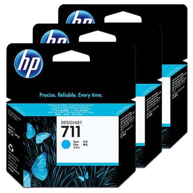 Pack de 3 cartouches d'encre cyan 29 ml HP 711 (CZ134A)