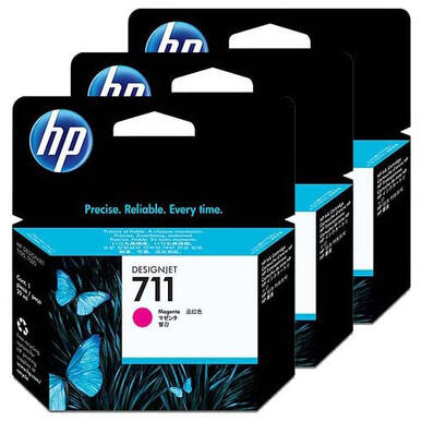 Pack de 3 cartouches d'encre magenta 29 ml HP 711 (CZ135A)