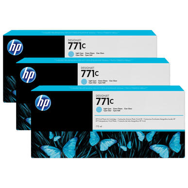 Pack de 3 cartouches encre Cyan Clair HP N°771C 775ml B6Y36A