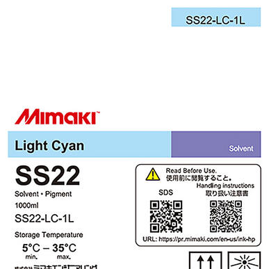Cartouche encre éco-solvant Cyan Clair Mimaki SS22 - 1 litre