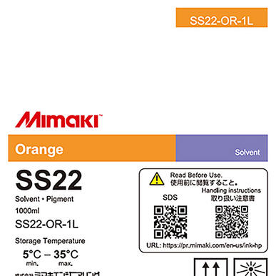 Cartouche encre éco-solvant Orange Mimaki SS22 - 1 litre